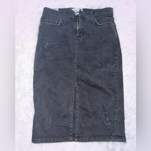 Current/Elliott distressed black Pencil Skirt